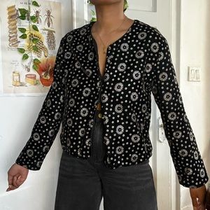 Carol Reed Shiny vintage earthy boho floral button down blouse 💐🌿🪩✨